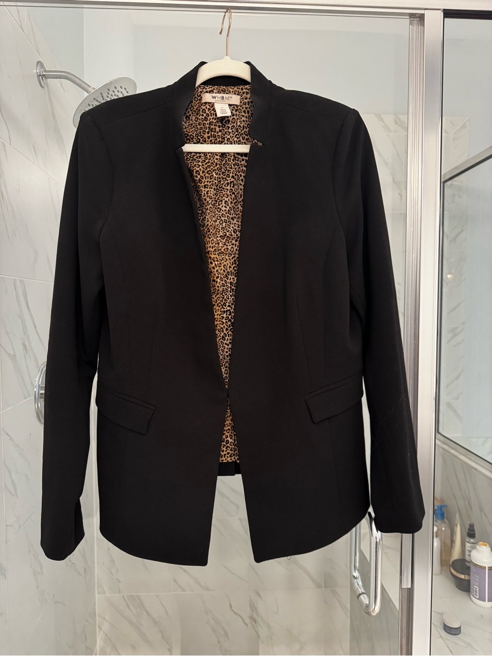 White House Black Market - Open-Front Blazer with Leopard Lining